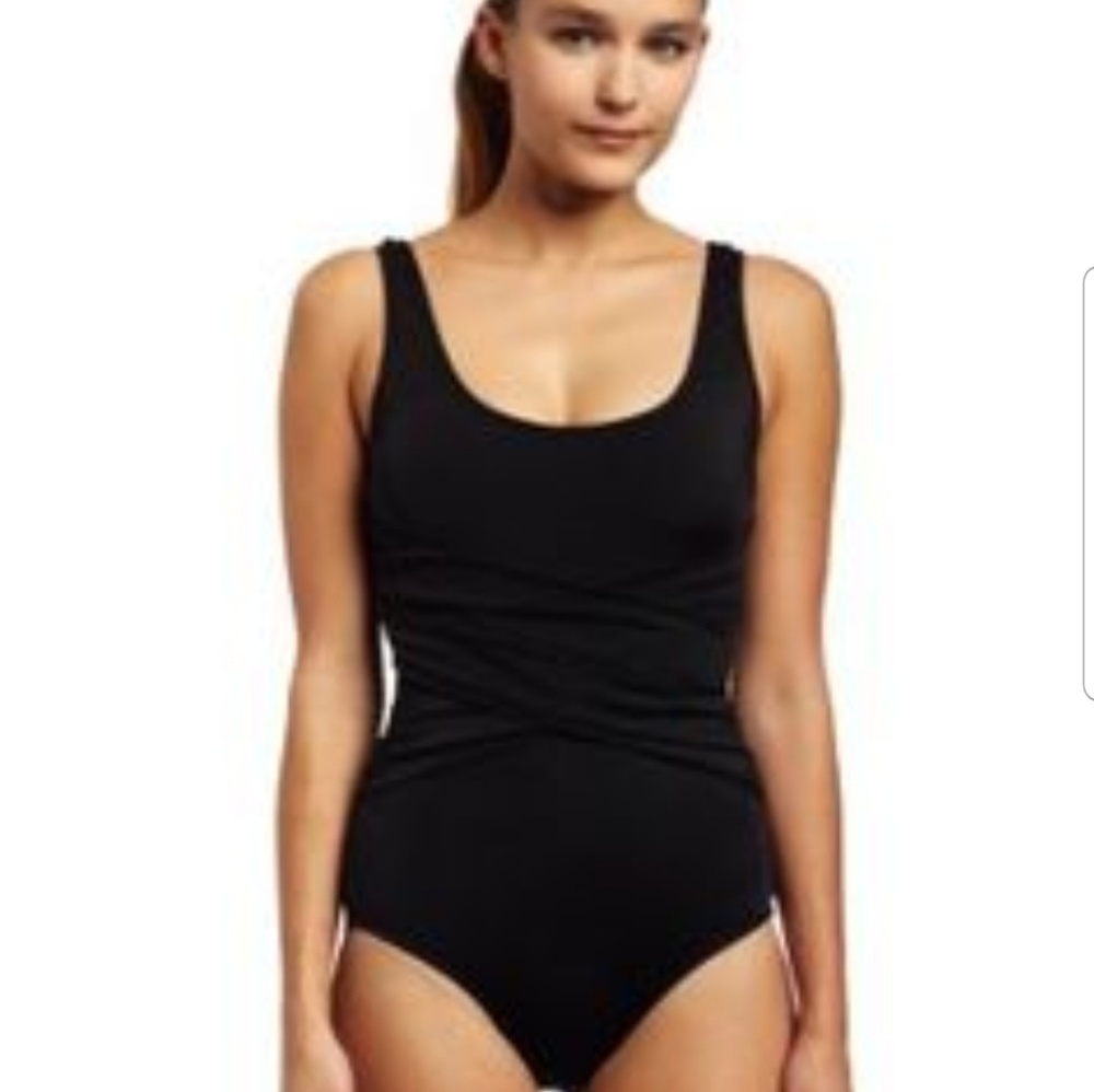 Women's Speedo Swimsuit w/ Waste Rouging sz 14 blk - Picture 3 of 9